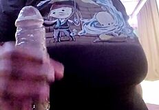 Curvy beauty with big natural tits plays with toys. Her boyfriend watches her tease on camera.