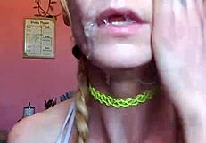 I love watching Vanessa Hastings get messy with spit on a dildo.