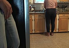 my turkish stepmom nearly caught me jerking on her big ass.