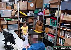 Catarina Petrov enjoys rough pussy licking and blowjob in teen robbers shop