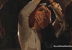 Naked lesbian madame fingering herself and orgasming hard on the bed