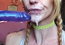 I love watching Vanessa Hastings get messy with spit on a dildo.