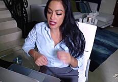 The hottest Asian girl, Maxine X, fucks in her both holes with a dildo