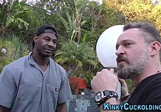 A babe gets fucked by a black hung in front of her husband