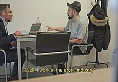 Straight Broker Gets Convinced For Blowjob And Handjob On Monster Cock!