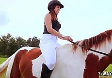 Man, these two babes got drilled outside by ranch boy!