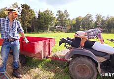 Man, these two babes got drilled outside by ranch boy!