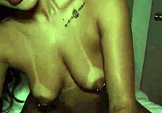 Late night Latina gets wet with brutal fucking and spitting action. Brunette's natural tits bounce hard under monster cock