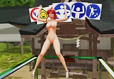 naked girl bounces tits and ass while dancing outdoors