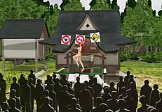 naked girl bounces tits and ass while dancing outdoors