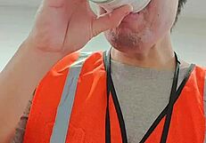 Asian Walking About During Work