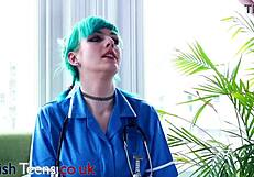 I crave how blue-haired nurse handles my cock in uniform