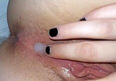 Blue-eyed Argentine woman gets her pussy filled with sperm