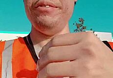 Asian Walking About During Work