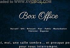 Box Office Babe Delivers Gentle Public Blowjob with French Flirt!