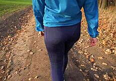 Wow, check this milf's nice ass in tight pants from behind view!