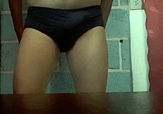 modeling my wife's panties in lingerie