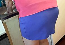 Secretly Masturbating in Panties While Stepsister Prepares Dinner