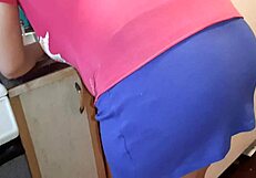 Secretly Masturbating in Panties While Stepsister Prepares Dinner