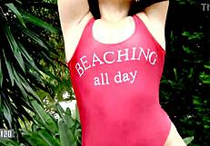 horny teen strips intensely for brunette babe