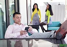Maya Farrell and Alina Belle Lick and Screw Their Stepbrother in Steamy Group Action