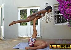 Damn! Natural Black Hottie Stretched and Pounded in Outdoor Yoga Sex!