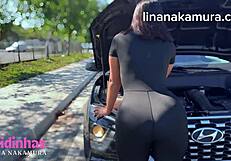 asiática gostosa caught having sex on the street. damn, lina nakamura and john coffee are wild!