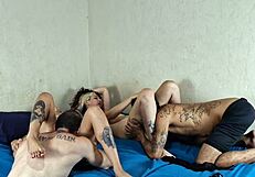 Friends Dive Into Muff Licking After The Party!