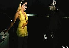 Milf officer licks monster cock in halloween masturbation session.