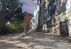 African Novinha Flashes Her Pussy On Usa Beach In Public Wearing Thong Bikini For Exhibitionist Punishment