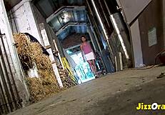 jizzorama - super old grandpa gets perverse stable blowjob from flat-chested brunette