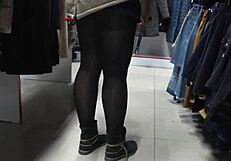 A hidden camera catches juicy PAWG in fitting room. Peeping legs at public mall!