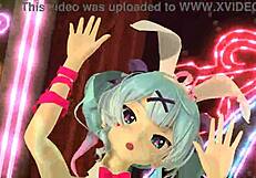 Hatsune Miku reveals her full nude body in a seductive bunny costume.