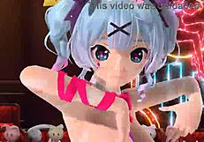 Hatsune Miku reveals her full nude body in a seductive bunny costume.