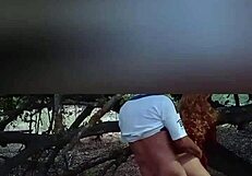 Beautiful teen lost in the field bends over for doggystyle with muscular stranger, featuring big pussy and deepthroat