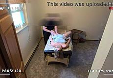 Blonde wife caught cheating during home massage on security cam!