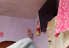 brunette with big tits gets tight pussy pounded by kinky lesbian blonde