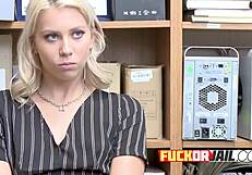 Naughty blonde teen bred hard by muscled shop investigator