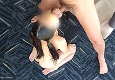 Well-Trained Japanese Pet Slave Delivers Super Fast Blowjobs with Deepthroat in Pigtails