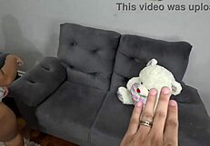 pequena safada arrives to screw and leaves with pussy dripping cum. her tight hole takes it all.