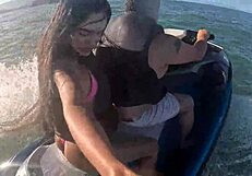 Insane! Latina Teen's First Time on Jet Ski Turns Wild at Guarujá Beach!