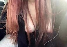 italian milf artemisia love flashing big tits in car