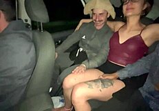 Blonde's Tight Pussy In Car With Two Guys