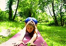 Hot yoga session in the woods turns into quickie with Uptown Bunny and big black cock