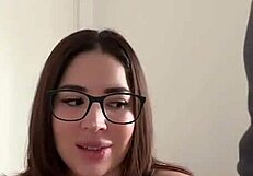 the new latina milf employee with big tits and ass gets a cumshot after blowjob and masturbation