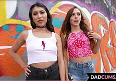 Step Dad Punishes Petite Teens Dani Blu and Penelope Woods with Intense Orgasms