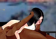 Brazilian babe rides her first big black cock