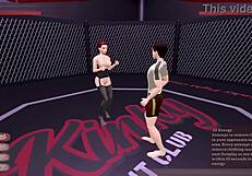 Kinky fight club loser gets fucked in cowgirl position at night club. Kat dominates the dancing scene