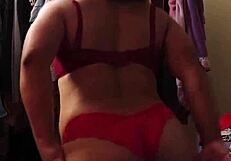 modeling my new red lingerie