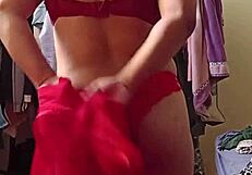 modeling my new red lingerie